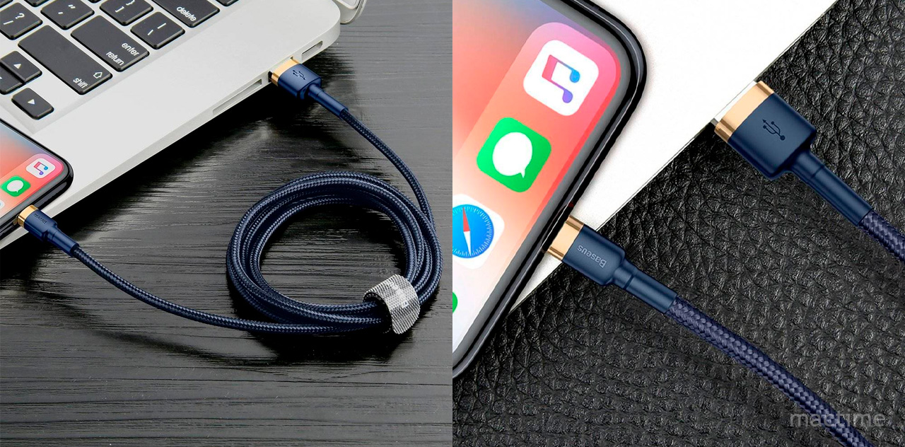 Кабель Baseus cafule Cable USB For iP 1.5A 2m Gold+Blue